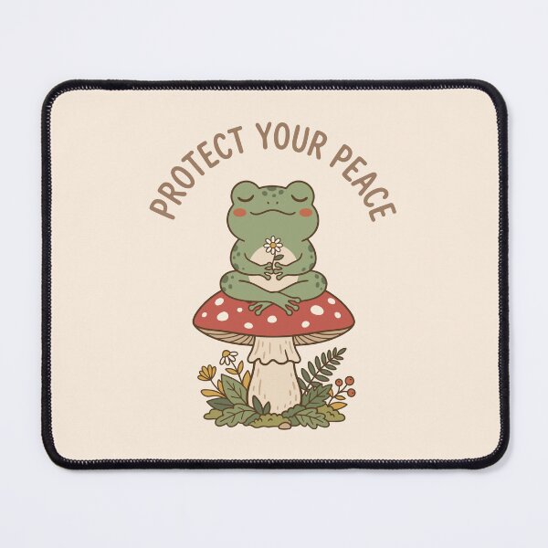 Item preview, Funny Frog Peacefully Meditating Over Mushroom - Protect Your Peace designed and sold by Juka-Arts-CC.