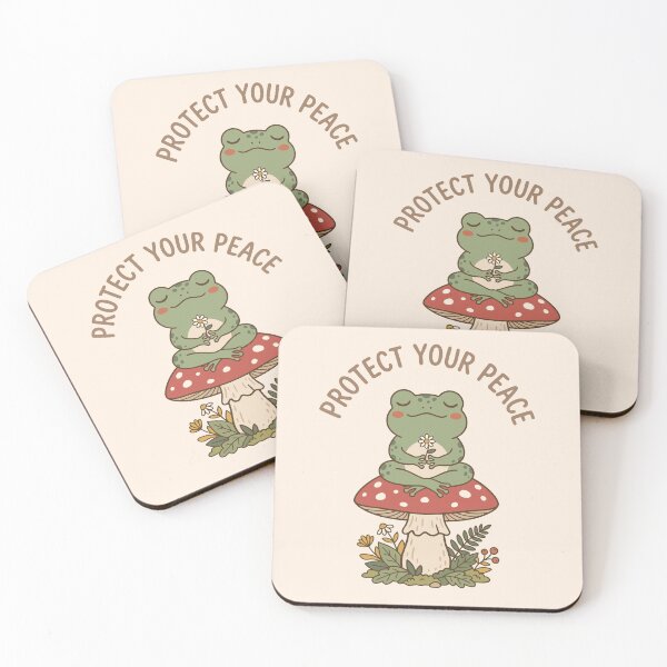 Item preview, Funny Frog Peacefully Meditating Over Mushroom - Protect Your Peace designed and sold by Juka-Arts-CC.