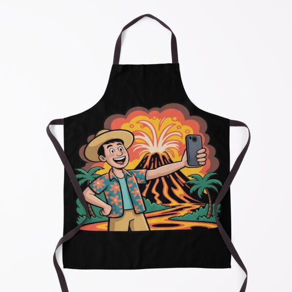 Item preview, Funny Tourist Taking Selfie with Exploding Volcano designed and sold by DailySparks.