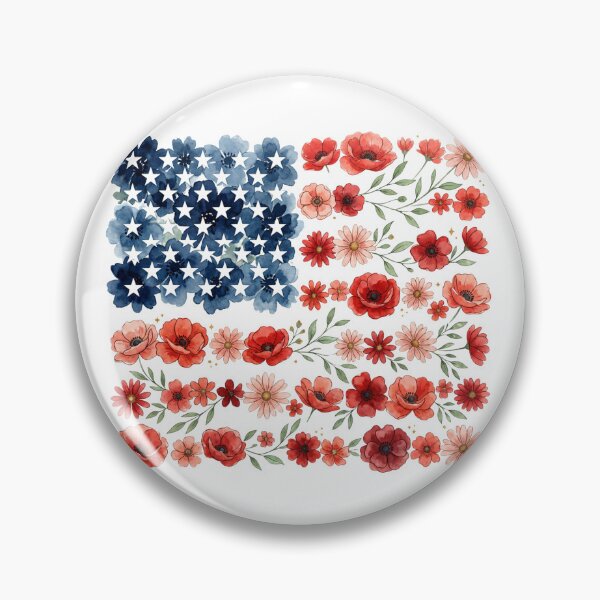 Item preview, Floral American Flag – Patriotic Red White Blue Flower USA Design designed and sold by DoodloraStudio.