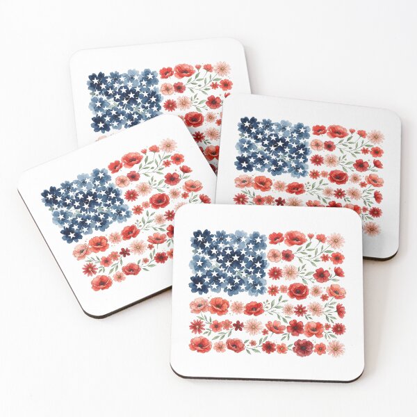 Item preview, Floral American Flag – Patriotic Red White Blue Flower USA Design designed and sold by DoodloraStudio.