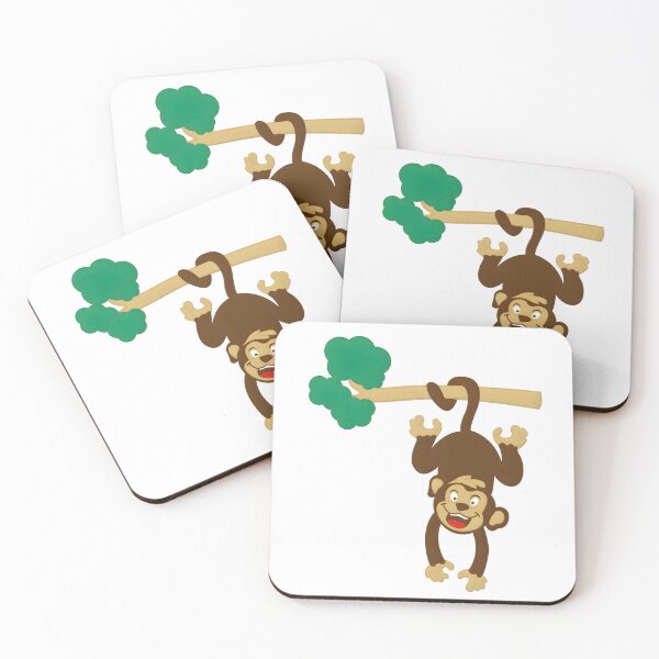 Item preview, Cute Hanging Monkey Cartoon Tree Illustration designed and sold by ROARSOME DESiGNS.