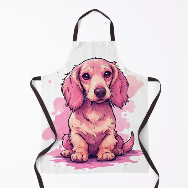 Item preview, Adorable Pink Long-Haired Dachshund Puppy Watercolor Illustration designed and sold by Karolina’s Cozy Creations.