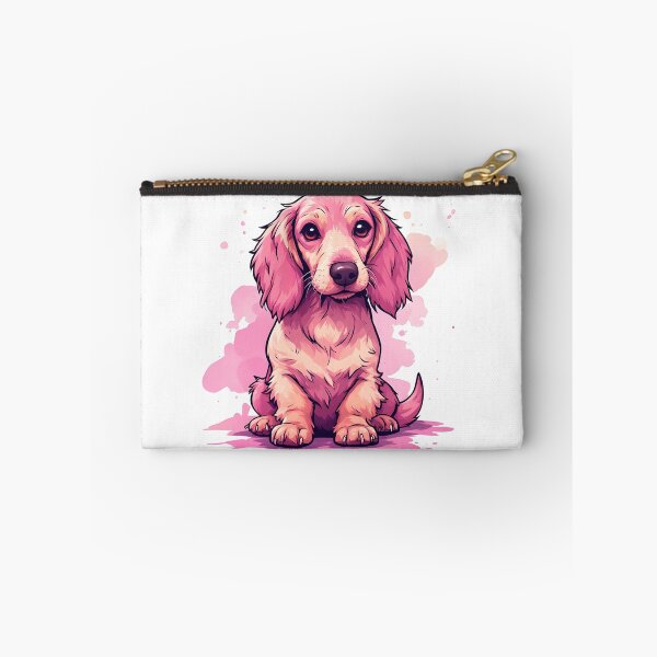 Item preview, Adorable Pink Long-Haired Dachshund Puppy Watercolor Illustration designed and sold by Karolina’s Cozy Creations.