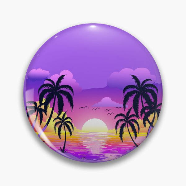 Item preview, Pastel Summer Sunset Badge Ocean Waves Beach Coastal designed and sold by SolutionsArt.