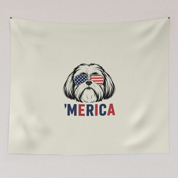 Item preview, Shih Tzu Dog 'Merica Patriotic 4th of July American Flag designed and sold by sparkfavs.