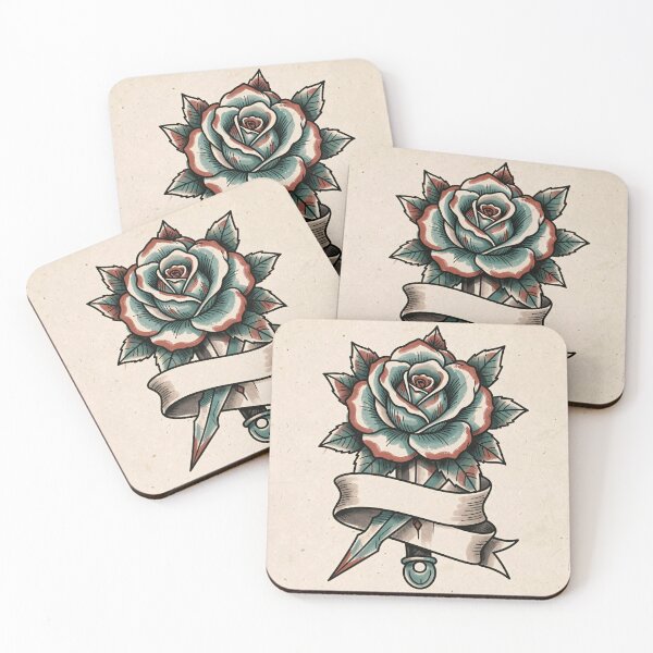 Item preview, Classic Teal Rose Tattoo Design designed and sold by ZinouStyles.