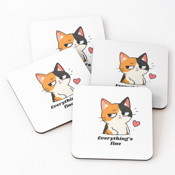 Item preview, Everythings Fine Grumpy Calico Cat Sticker designed and sold by Bud the Pug & Friends .