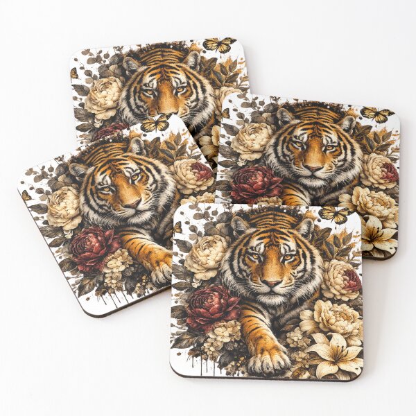 Item preview, Luxury Floral Tiger – Botanical Wildlife Animal Art designed and sold by GalleryPeak.