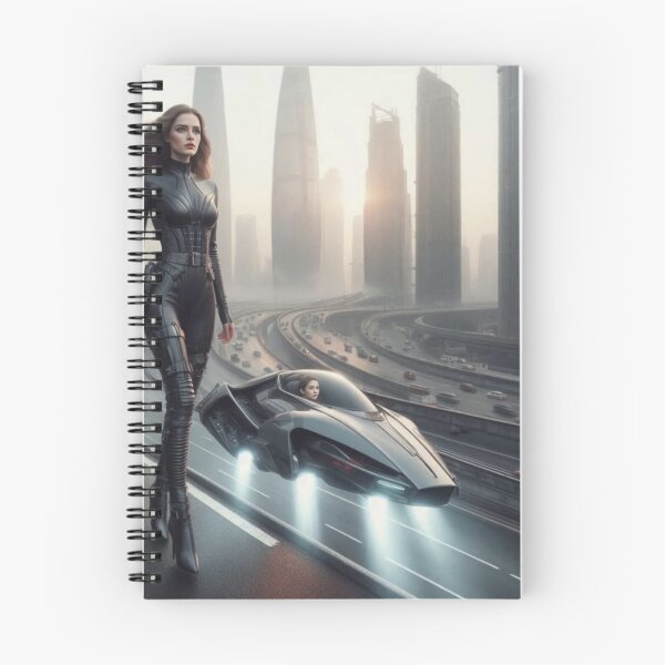 Item preview, Cyberpunk Female Warrior | Futuristic City Highway | Flying Car Sci Fi Art designed and sold by IRON SIREN.
