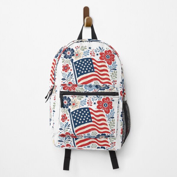 Item preview, Floral American Flag – Patriotic Red White Blue Flower USA Design designed and sold by DoodloraStudio.