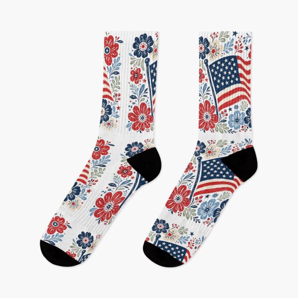 Item preview, Floral American Flag – Patriotic Red White Blue Flower USA Design designed and sold by DoodloraStudio.