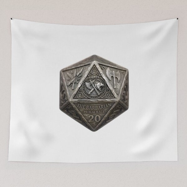 Item preview, Barbarian D20 Dice RPG Primal Rage Fantasy Art designed and sold by DeerHouse.