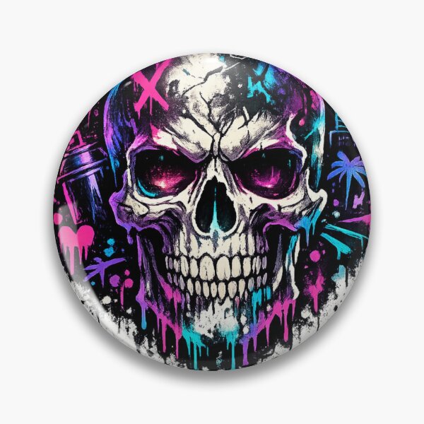 Item preview, Neon Skull Graffiti Shirt – Urban Street Art Skull Design designed and sold by UrbanPrintVibes.