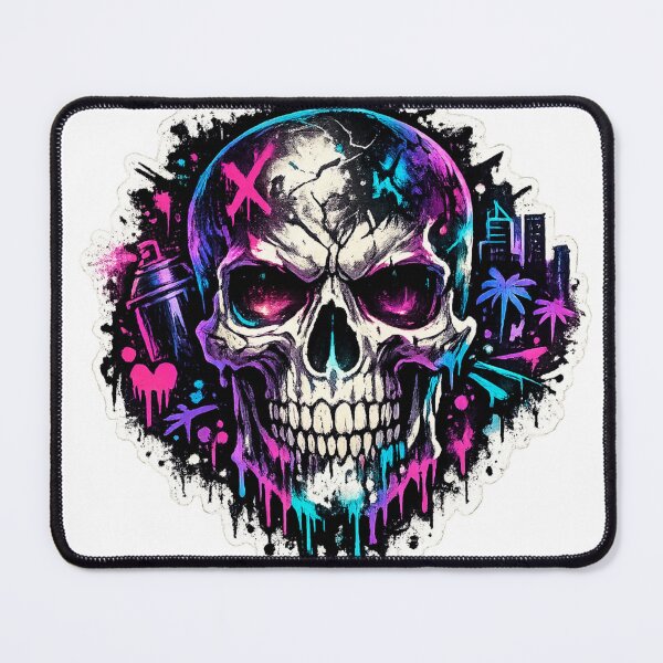 Item preview, Neon Skull Graffiti Shirt – Urban Street Art Skull Design designed and sold by UrbanPrintVibes.