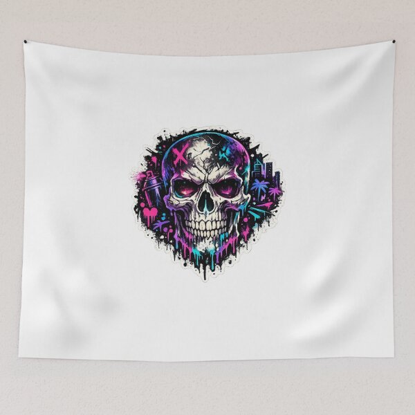 Item preview, Neon Skull Graffiti Shirt – Urban Street Art Skull Design designed and sold by UrbanPrintVibes.