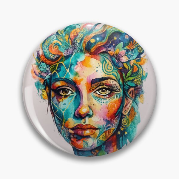 Item preview, Colorful Boho Abstract Woman Face Watercolor Art | Vibrant Fantasy Portrait designed and sold by arifali786.