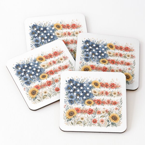 Item preview, Floral American Flag – Patriotic Red White Blue Flower USA Design designed and sold by DoodloraStudio.