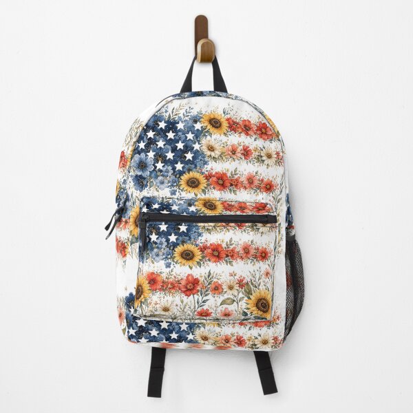 Item preview, Floral American Flag – Patriotic Red White Blue Flower USA Design designed and sold by DoodloraStudio.