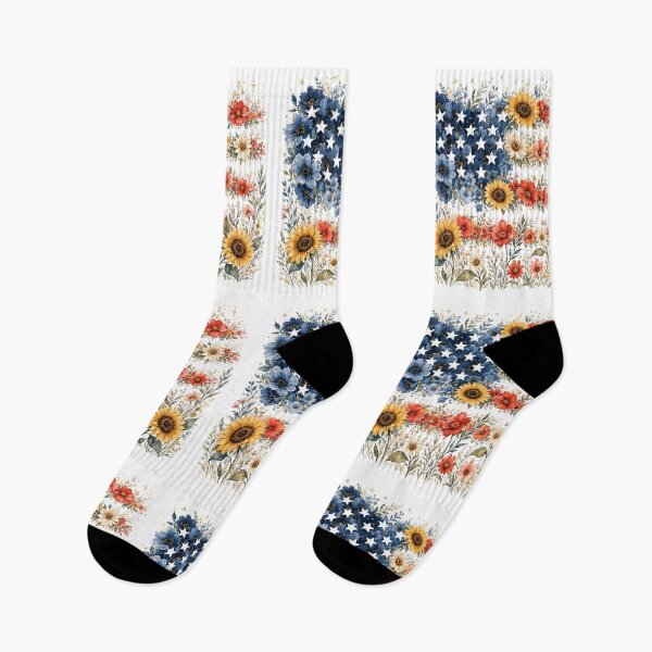 Item preview, Floral American Flag – Patriotic Red White Blue Flower USA Design designed and sold by DoodloraStudio.