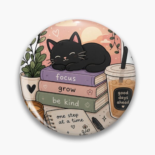 Item preview, Cozy Study Cat Sticker | Cute Book Lover Aesthetic Cat Decal designed and sold by Cozy Art Studio.