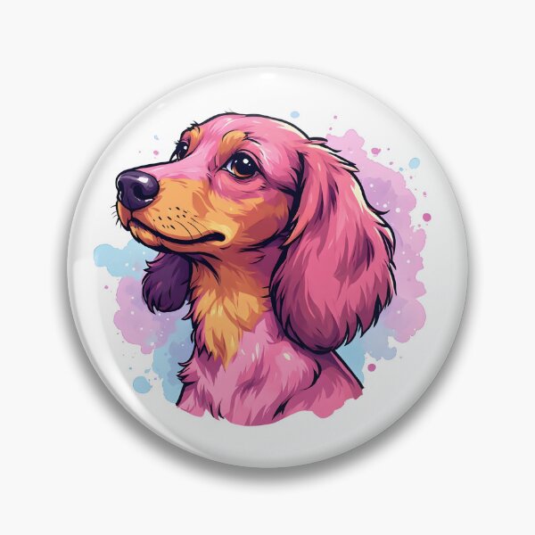 Item preview, Pink Long-Haired Dachshund Portrait – Cute Watercolor Dog Illustration designed and sold by Karolina’s Cozy Creations.