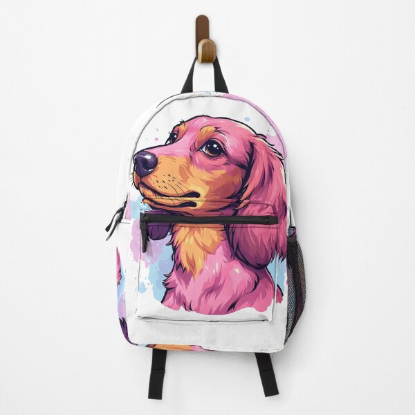 Item preview, Pink Long-Haired Dachshund Portrait – Cute Watercolor Dog Illustration designed and sold by Karolina’s Cozy Creations.