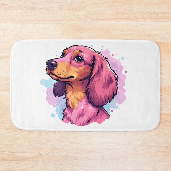 Item preview, Pink Long-Haired Dachshund Portrait – Cute Watercolor Dog Illustration designed and sold by Karolina’s Cozy Creations.
