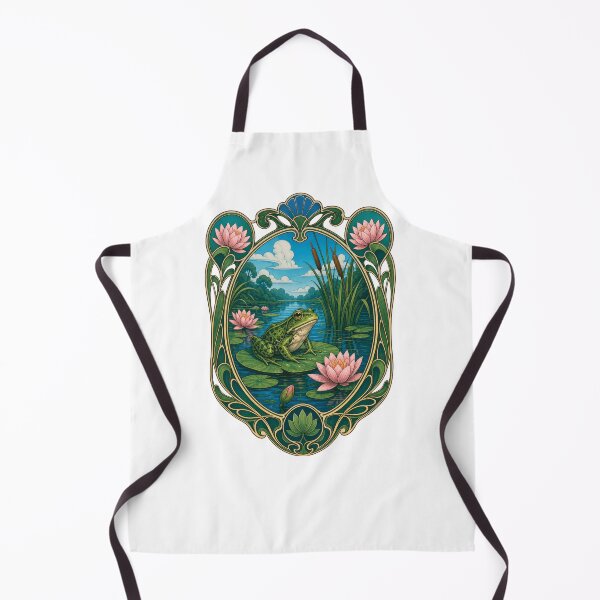 Item preview, Art Nouveau Frog on Lily Pad Pond Nature Art designed and sold by AntiqueImages.