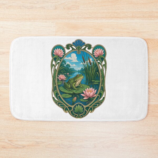 Item preview, Art Nouveau Frog on Lily Pad Pond Nature Art designed and sold by AntiqueImages.