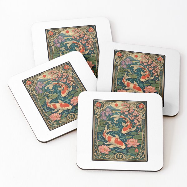 Item preview, Japanese Koi Fish Art Nouveau Lotus Pond designed and sold by AntiqueImages.