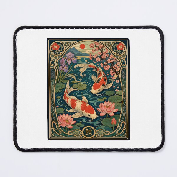 Item preview, Japanese Koi Fish Art Nouveau Lotus Pond designed and sold by AntiqueImages.