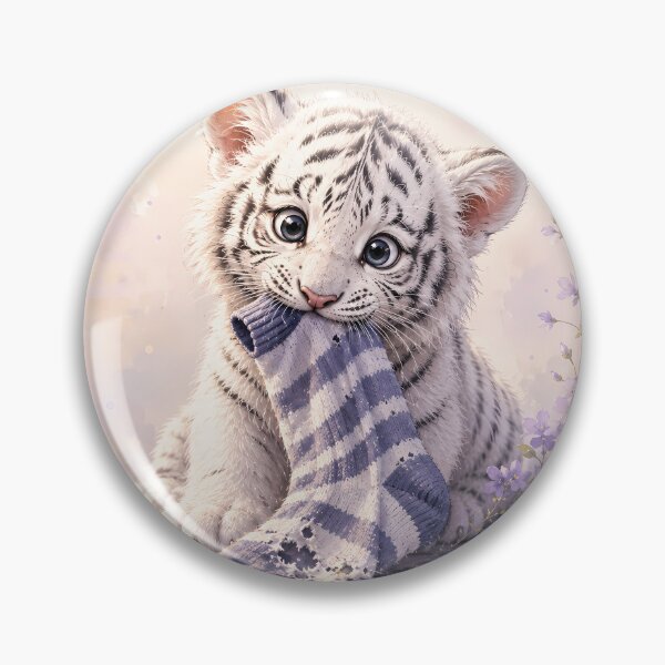 Item preview, Cute White Tiger Cub Playing with a Blue Sock designed and sold by ManJiangHong.