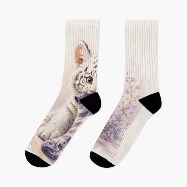 Item preview, Cute White Tiger Cub Playing with a Blue Sock designed and sold by ManJiangHong.