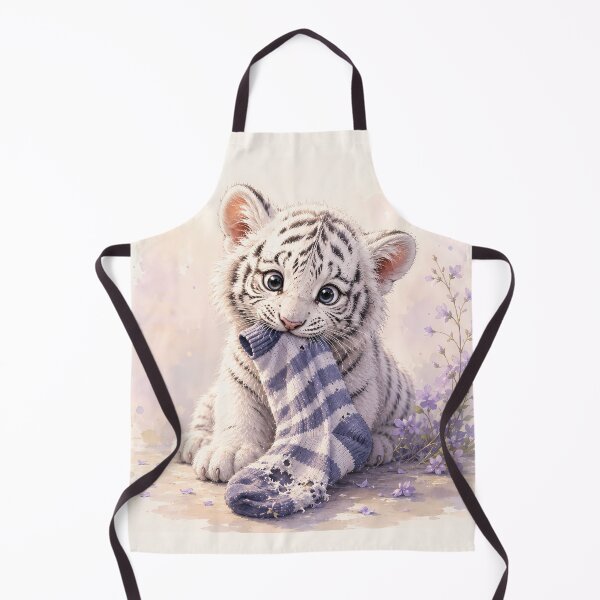 Item preview, Cute White Tiger Cub Playing with a Blue Sock designed and sold by ManJiangHong.