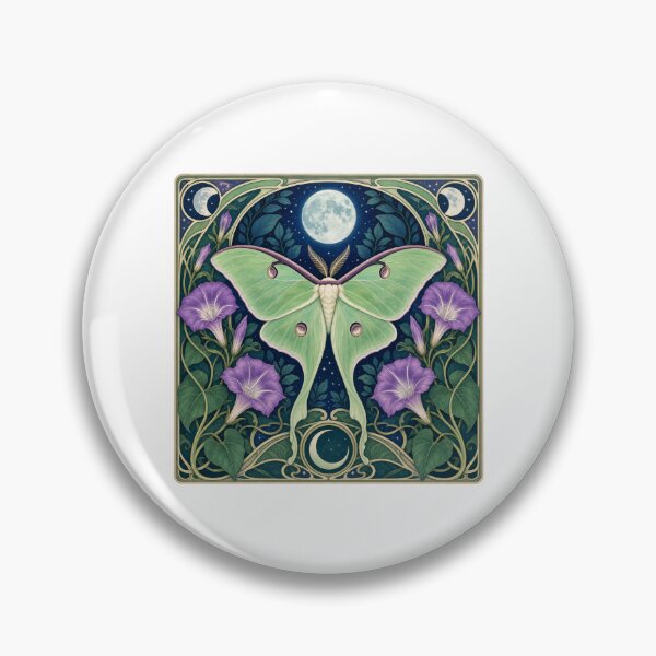 Item preview, Luna Moth Full Moon Morning Glory Art Nouveau designed and sold by AntiqueImages.