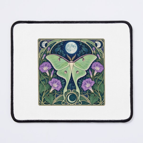 Item preview, Luna Moth Full Moon Morning Glory Art Nouveau designed and sold by AntiqueImages.