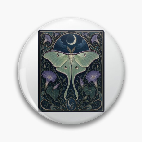 Item preview, Art Nouveau Luna Moth Moon Morning Glory Design designed and sold by AntiqueImages.
