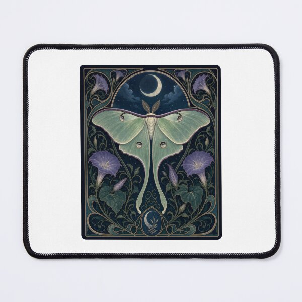 Item preview, Art Nouveau Luna Moth Moon Morning Glory Design designed and sold by AntiqueImages.