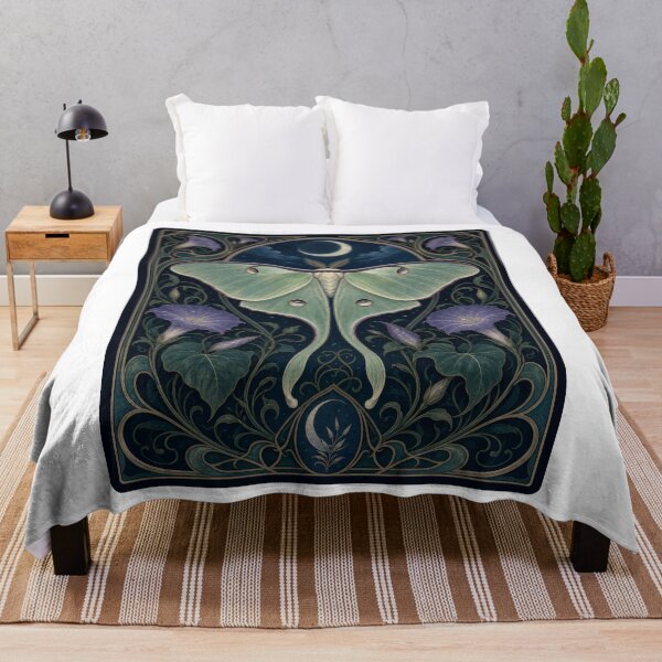 Item preview, Art Nouveau Luna Moth Moon Morning Glory Design designed and sold by AntiqueImages.