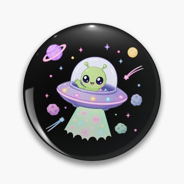Item preview, Cute Kawaii Alien in UFO Flying Saucer designed and sold by Seculinator.