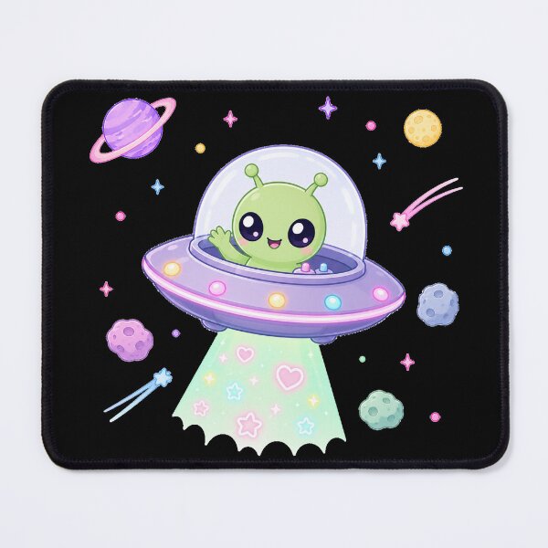 Item preview, Cute Kawaii Alien in UFO Flying Saucer designed and sold by Seculinator.
