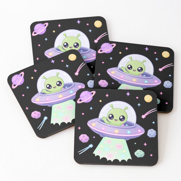 Item preview, Cute Kawaii Alien in UFO Flying Saucer designed and sold by Seculinator.