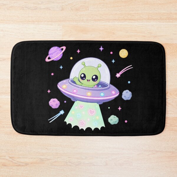 Item preview, Cute Kawaii Alien in UFO Flying Saucer designed and sold by Seculinator.