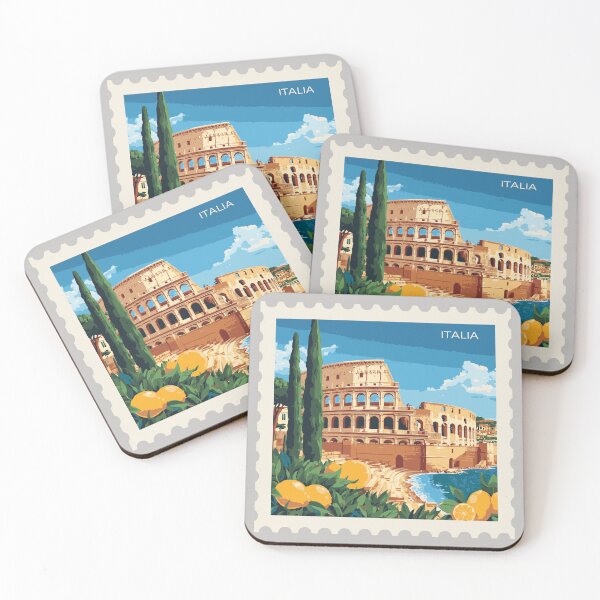Item preview, Rome Postage Stamp Art – Colosseum, Roman History & Italian Culture Illustration designed and sold by Timeless Decor.