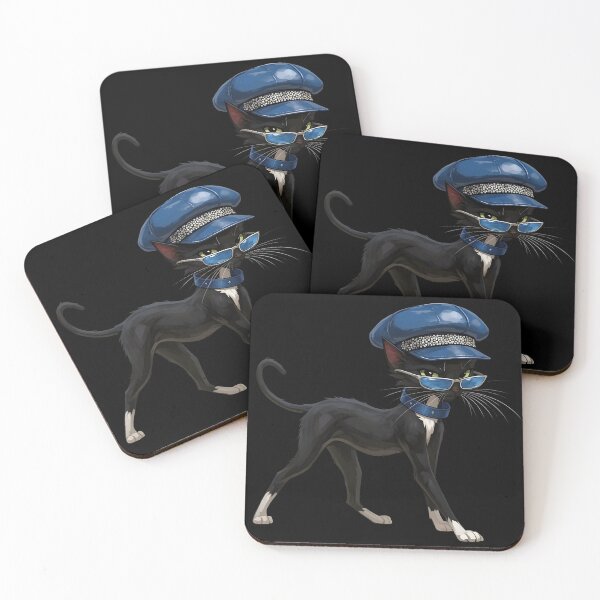 Item preview, Tuxedo Tux Cool Black Cat with Blue Cap and Sunglasses (black) designed and sold by Pioneer Spirit Market.