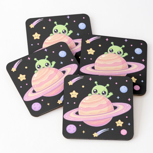 Item preview, Cute Kawaii Alien Hiding Behind Saturn Planet designed and sold by Seculinator.