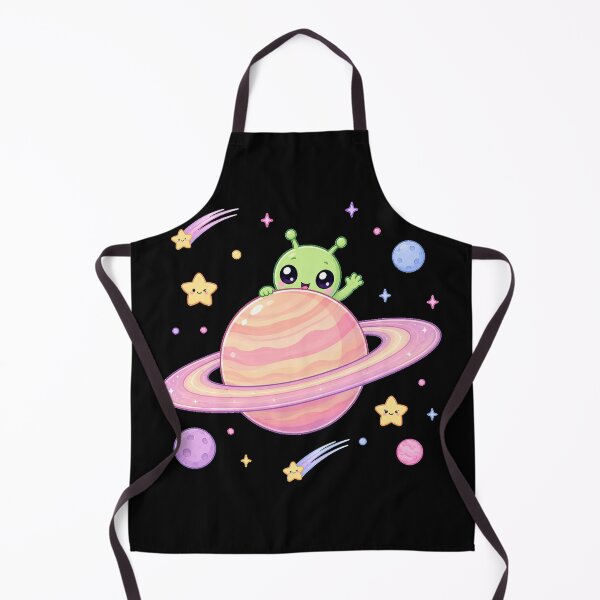 Item preview, Cute Kawaii Alien Hiding Behind Saturn Planet designed and sold by Seculinator.