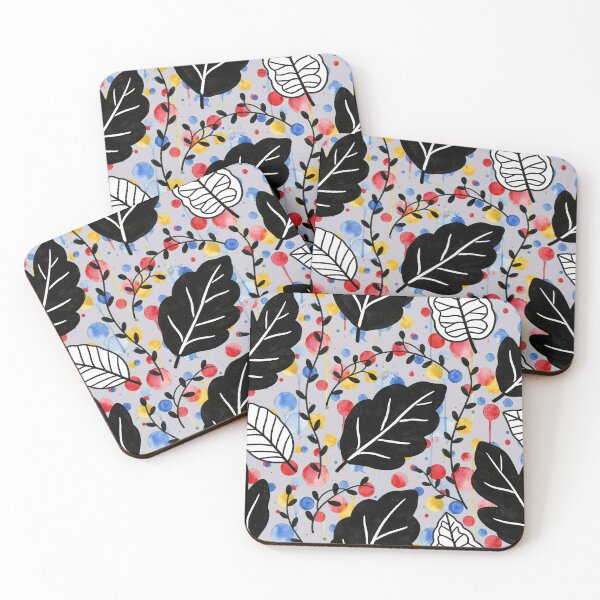 Item preview, Bold Botanical Pattern Gray Blue Background Leaves designed and sold by wissal.studio.