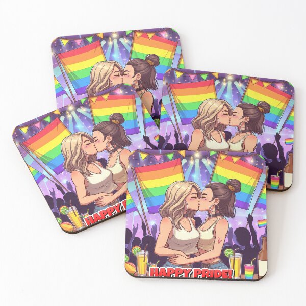 Item preview, Happy Pride! Cute Lesbian Pride Celebration Anime Art | Rainbow Festival LGBTQ+ Shirt, Sticker & Poster designed and sold by DiamondSkyShirt.